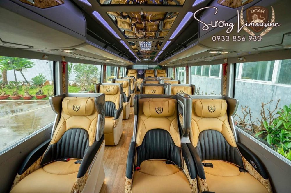 Khoang nội thất độ xe limousine 16 chỗ