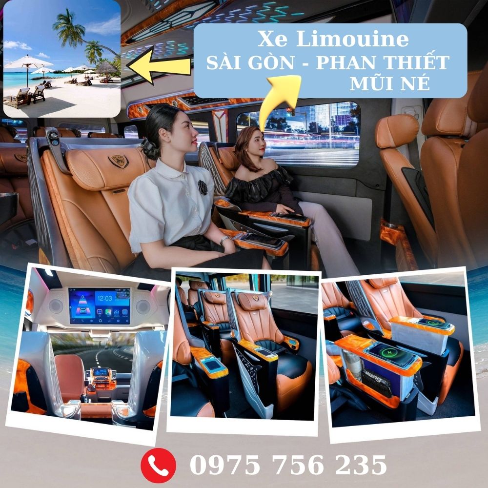 Nội thất xe limousine đi Phan thiết, Mũi Né ghế massage